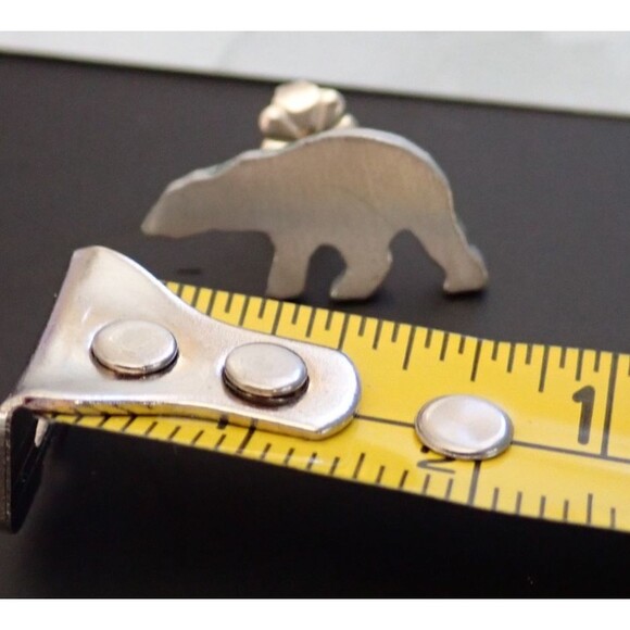 Silver Bear Silhouette Post Earrings 3/4" - Picture 8 of 9